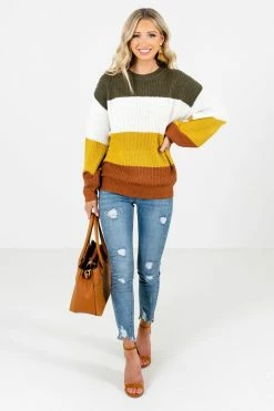 Bella Ella Boutique Natural Beauty Mustard Multi Striped Sweater -Bella Ella Sales Natural Beauty Mustard Sweater Full Front 5000x