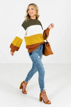 Bella Ella Boutique Natural Beauty Mustard Multi Striped Sweater -Bella Ella Sales Natural Beauty Mustard Sweater Full Side 5000x