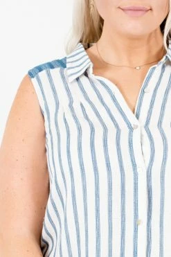 Bella Ella Boutique Nautical Girl White Striped Tank -Bella Ella Sales Nautical Girl White Striped Tank Detail 5000x
