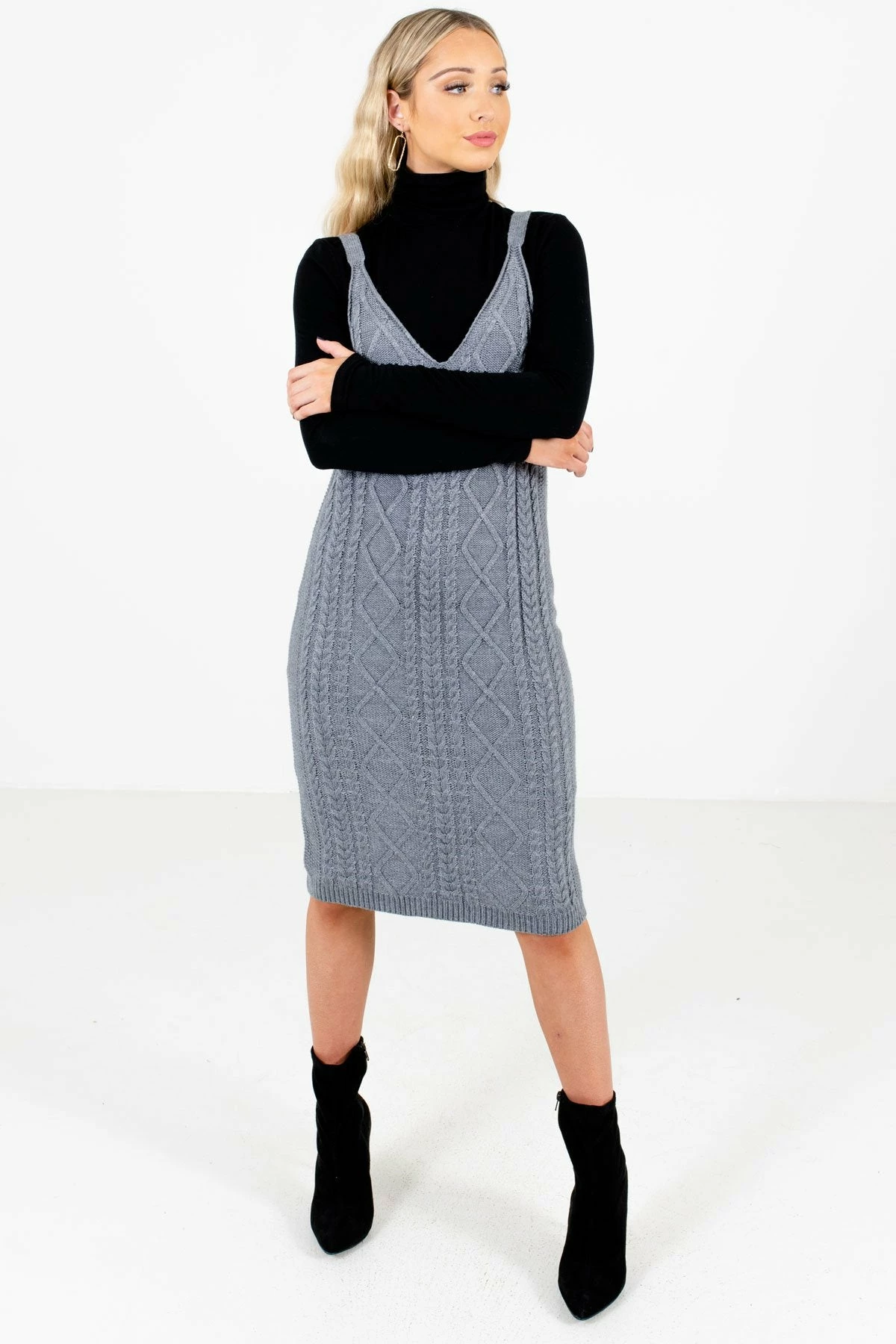 Bella Ella Boutique New Perspective Gray Knee-Length Dress 7 Bella Ella Boutique New Perspective Gray Knee-Length Dress - Image 7