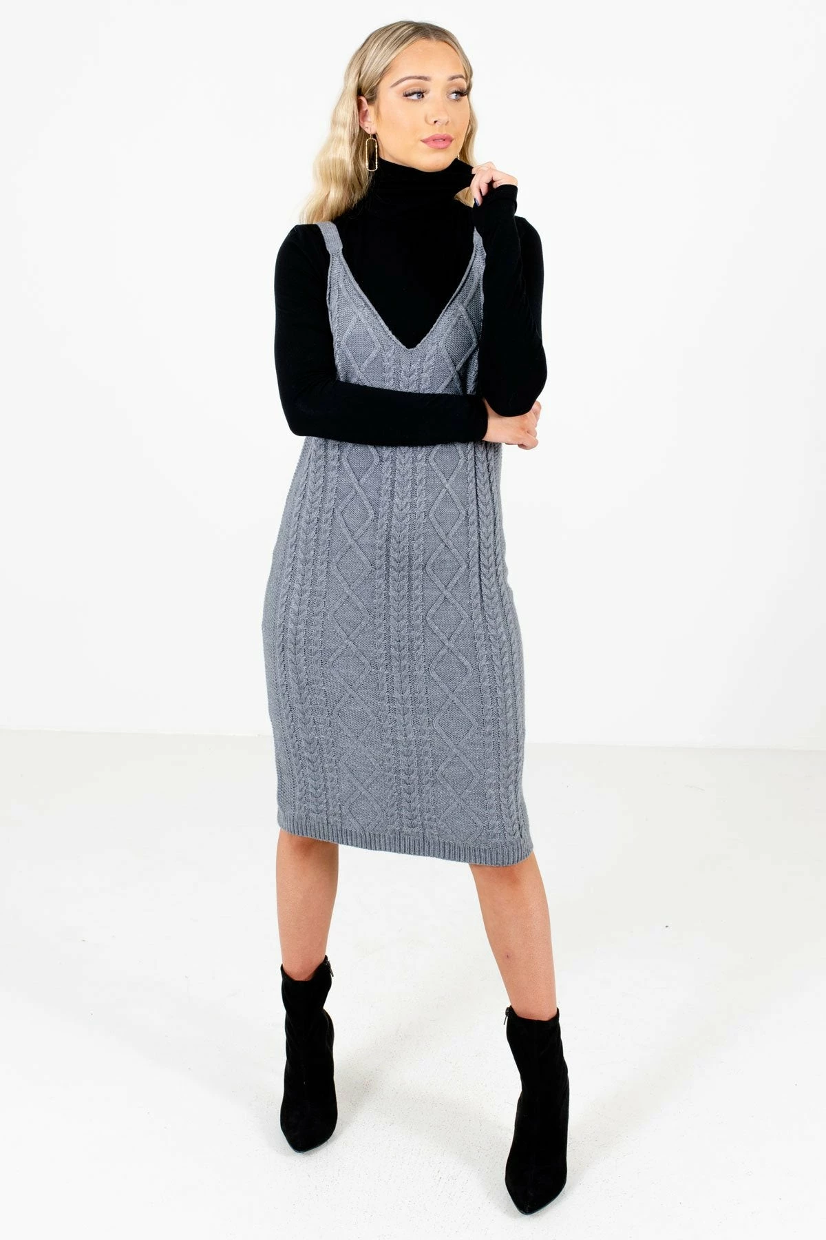 Bella Ella Boutique New Perspective Gray Knee-Length Dress 4 Bella Ella Boutique New Perspective Gray Knee-Length Dress - Image 4