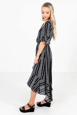 Kori America Nice To Meet You Patterned Midi Dress 10 Kori America Nice To Meet You Patterned Midi Dress -Bella Ella Sales Nice to Meet You Black Dress Side 5000x