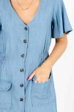 E&M/Mine Note To Self Blue Mini Dress 9 E&M/Mine Note To Self Blue Mini Dress -Bella Ella Sales NotetoSelfBlueDressDetail 5000x