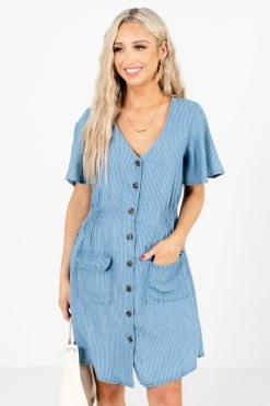 E&M/Mine Note To Self Blue Mini Dress