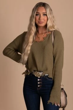 Tasha Apparel Warm Wishes Distressed Ribbed Sweater
