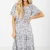 Reborn J On The Spot White Patterned Midi Dress