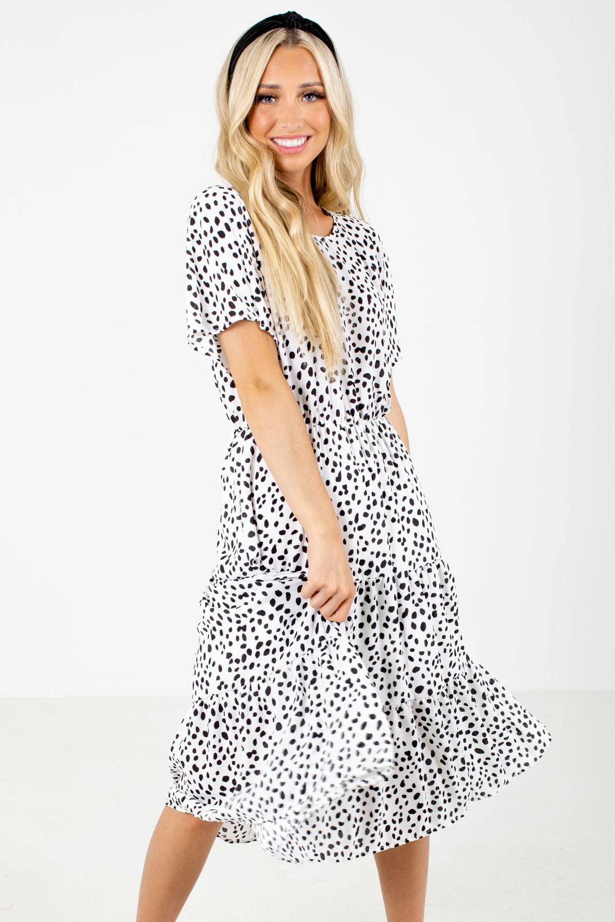Reborn J On The Spot White Patterned Midi Dress 6 Reborn J On The Spot White Patterned Midi Dress - Image 6