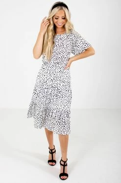 Reborn J On The Spot White Patterned Midi Dress 9 Reborn J On The Spot White Patterned Midi Dress -Bella Ella Sales On The Spot White Dress Full Front2 5000x