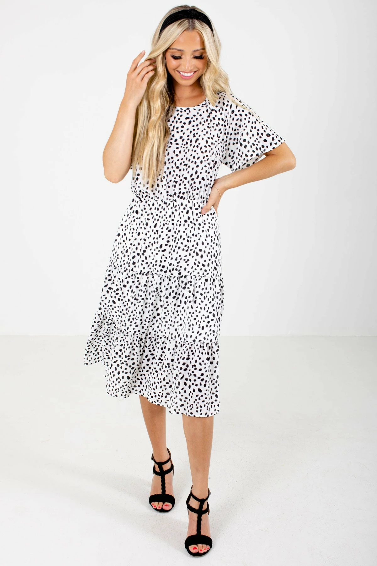 Reborn J On The Spot White Patterned Midi Dress 4 Reborn J On The Spot White Patterned Midi Dress - Image 4