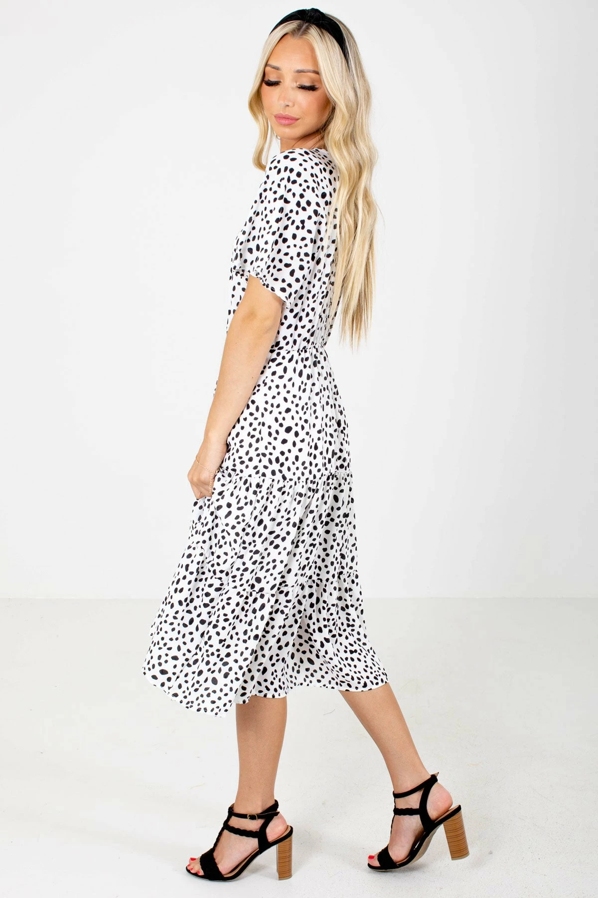 Reborn J On The Spot White Patterned Midi Dress 5 Reborn J On The Spot White Patterned Midi Dress - Image 5