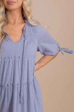 Listicle One Day At A Time Maxi Dress -Bella Ella Sales OneDayAtATimeMaxiBlue CloseUp 5000x