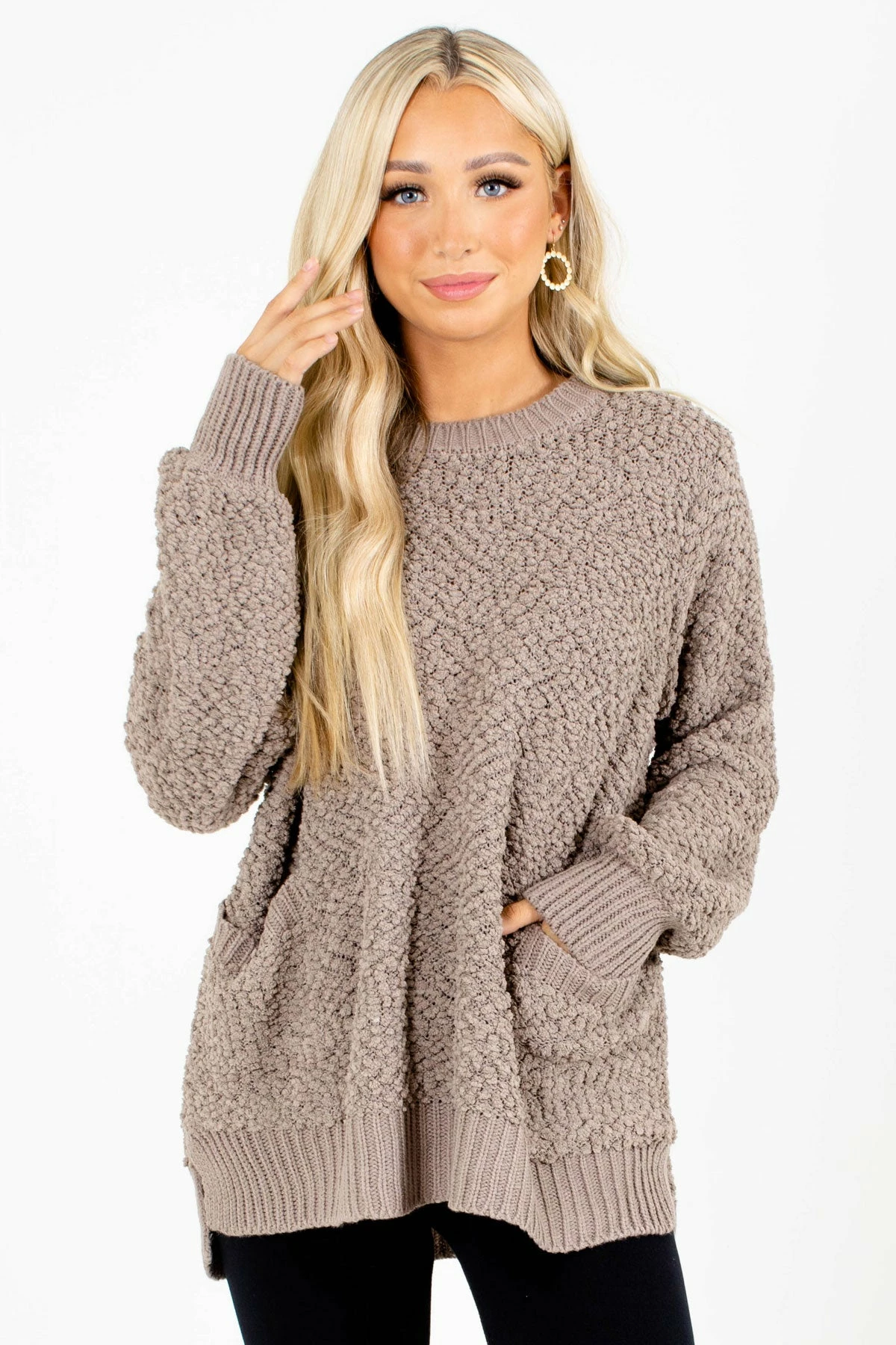 Zenana Open Arms Popcorn Knit Sweater 1 Zenana Open Arms Popcorn Knit Sweater
