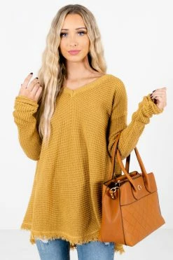 Bella Ella Boutique Open-Minded Mustard Knit Sweater