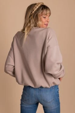 Zenana So Casual Fleece Crew Neck Sweatshirt -Bella Ella Sales Oversized Sweatshirt brown 6 5000x