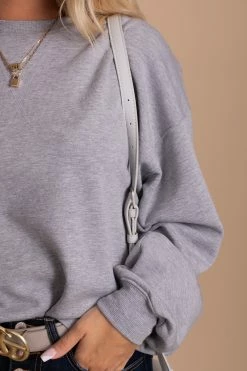 Zenana So Casual Fleece Crew Neck Sweatshirt -Bella Ella Sales Oversized Sweatshirt gray 3 5000x