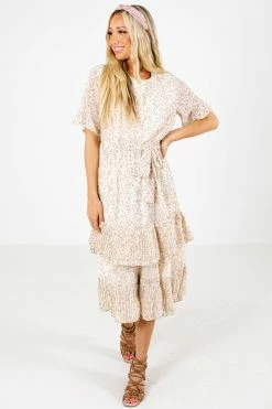 Very J Own The Occasion Floral Midi Dress -Bella Ella Sales Own the Occasion Cream Dress Full front 5000x