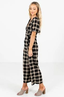 Bella Ella Boutique Perfect Timing Black Plaid Jumpsuit -Bella Ella Sales Perfect Timing Black Jumpsuit Side 5000x