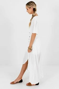 Bella Ella Boutique Perfect Opportunity White Polka Dot Maxi Dress -Bella Ella Sales Perfect Opportunity White Dress Side 5000x