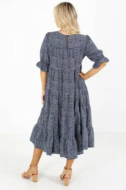 Tea N Rose Pick The Poppies Floral Midi Dress -Bella Ella Sales Pick the Poppies Navy Dress Back 5000x