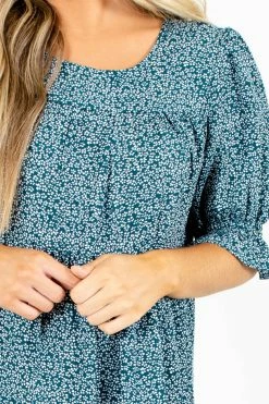 Tea N Rose Pick The Poppies Floral Midi Dress -Bella Ella Sales Pick the Poppies Teal Dress Detail 5000x