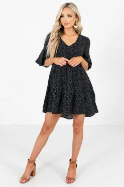 Very J Polka Dot It Mini Dress -Bella Ella Sales PolkaDotItDressBlackFullFront 5000x