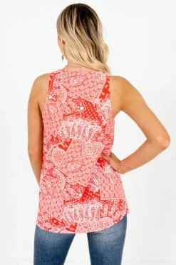 Bella Ella Sales -Bella Ella Sales Positive Vibes Red Paisley Tank Back 5000x