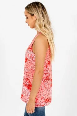 Bella Ella Boutique Positive Vibes Red Paisley Tank -Bella Ella Sales Positive Vibes Red Paisley Tank Side 5000x
