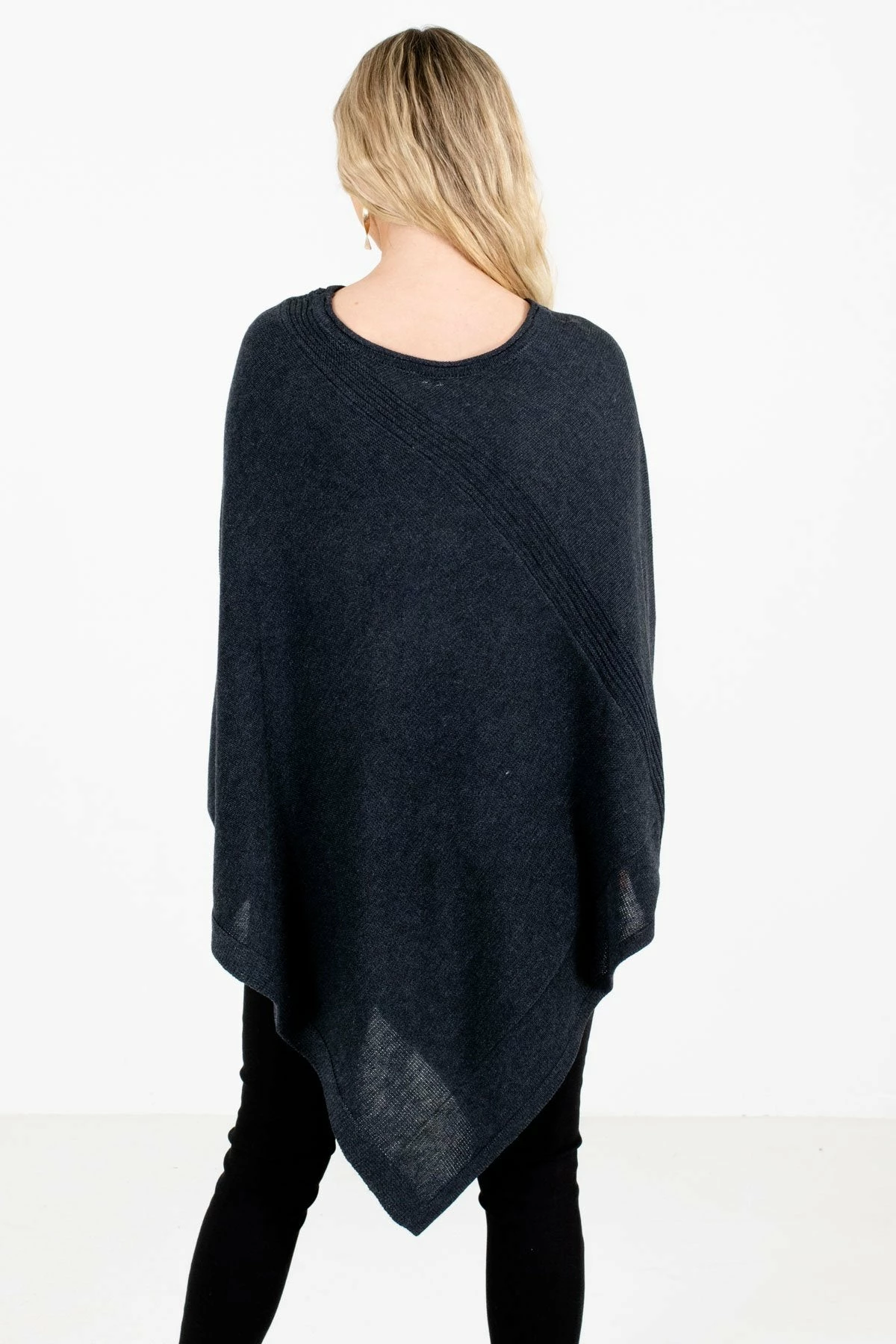 Bella Ella Boutique Power Of Positivity Charcoal Gray Sweater Poncho 2 Bella Ella Boutique Power Of Positivity Charcoal Gray Sweater Poncho - Image 2