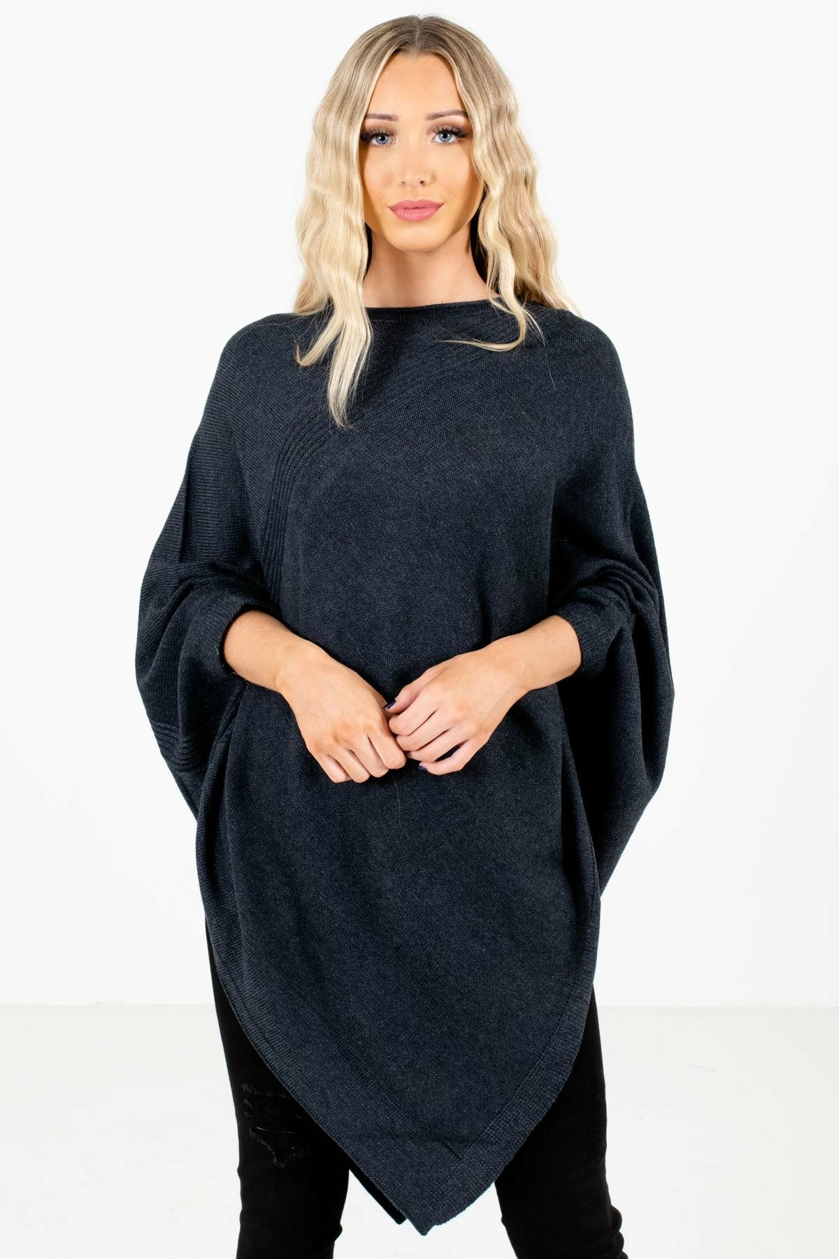 Bella Ella Boutique Power Of Positivity Charcoal Gray Sweater Poncho 1 Bella Ella Boutique Power Of Positivity Charcoal Gray Sweater Poncho
