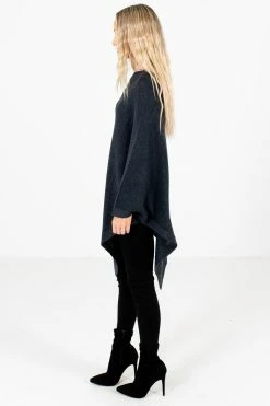 Bella Ella Boutique Power Of Positivity Charcoal Gray Sweater Poncho 8 Bella Ella Boutique Power Of Positivity Charcoal Gray Sweater Poncho -Bella Ella Sales Power of Positivity Gray Poncho Side 5000x