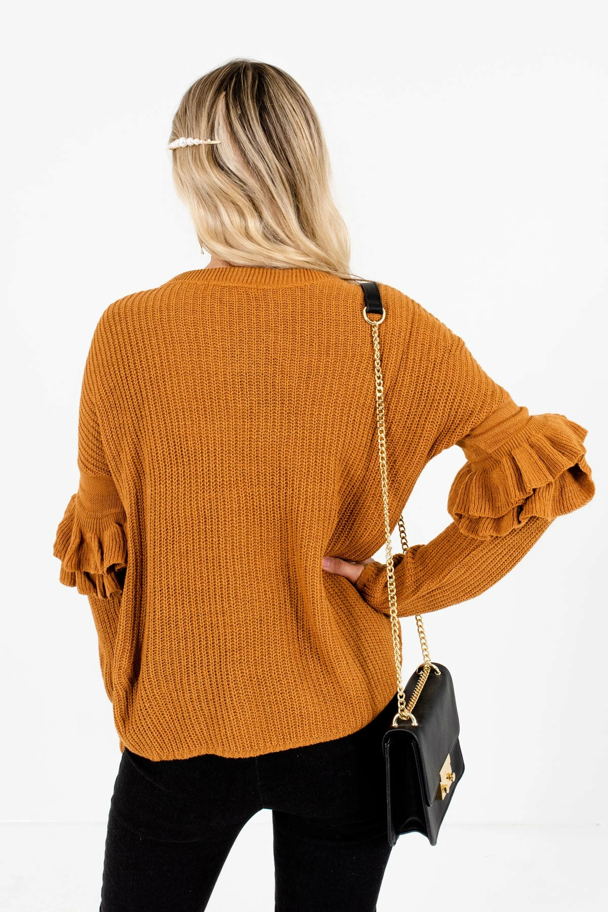 Bella Ella Boutique Pumpkin Patch Orange Ruffle Sleeve Sweater 2 Bella Ella Boutique Pumpkin Patch Orange Ruffle Sleeve Sweater - Image 2