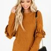 Bella Ella Boutique Pumpkin Patch Orange Ruffle Sleeve Sweater
