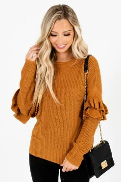 Bella Ella Boutique Pumpkin Patch Orange Ruffle Sleeve Sweater