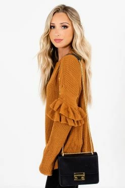 Bella Ella Boutique Pumpkin Patch Orange Ruffle Sleeve Sweater 13 Bella Ella Boutique Pumpkin Patch Orange Ruffle Sleeve Sweater -Bella Ella Sales Pumpkin Patch Orange Sweater Side 5000x