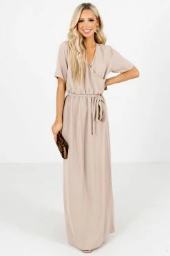 Ces Femme Raise Your Glass Maxi Dress -Bella Ella Sales Raise Your Glass Brown Dress Full Front 5000x