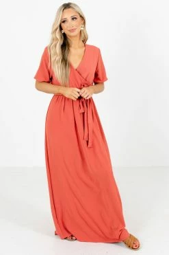 Ces Femme Raise Your Glass Maxi Dress -Bella Ella Sales Raise Your Glass Coral Dress Front 5000x