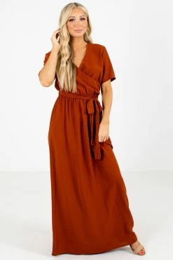 Ces Femme Raise Your Glass Maxi Dress -Bella Ella Sales Raise Your Glass Rust Dress Front 5000x