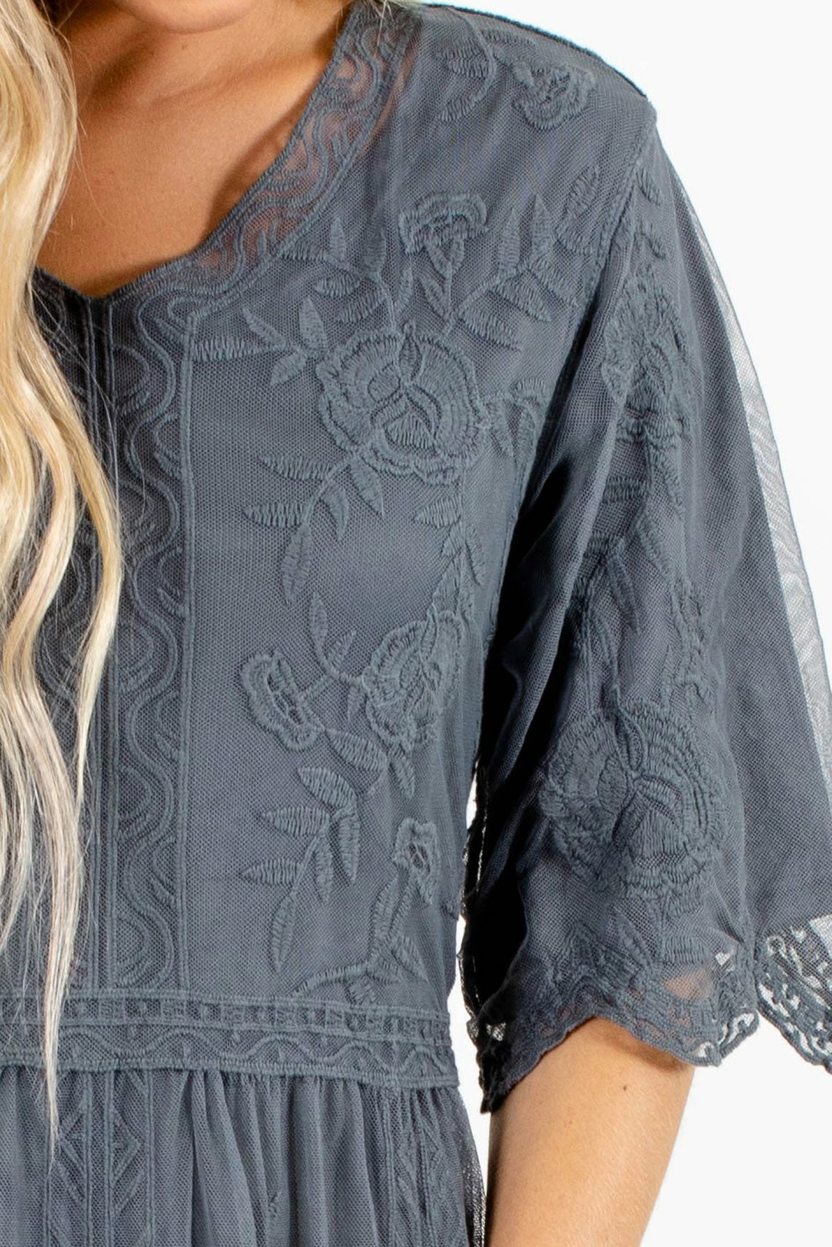 Tea N Rose Return To Me Charcoal Gray Maxi Dress 3 Tea N Rose Return To Me Charcoal Gray Maxi Dress - Image 3