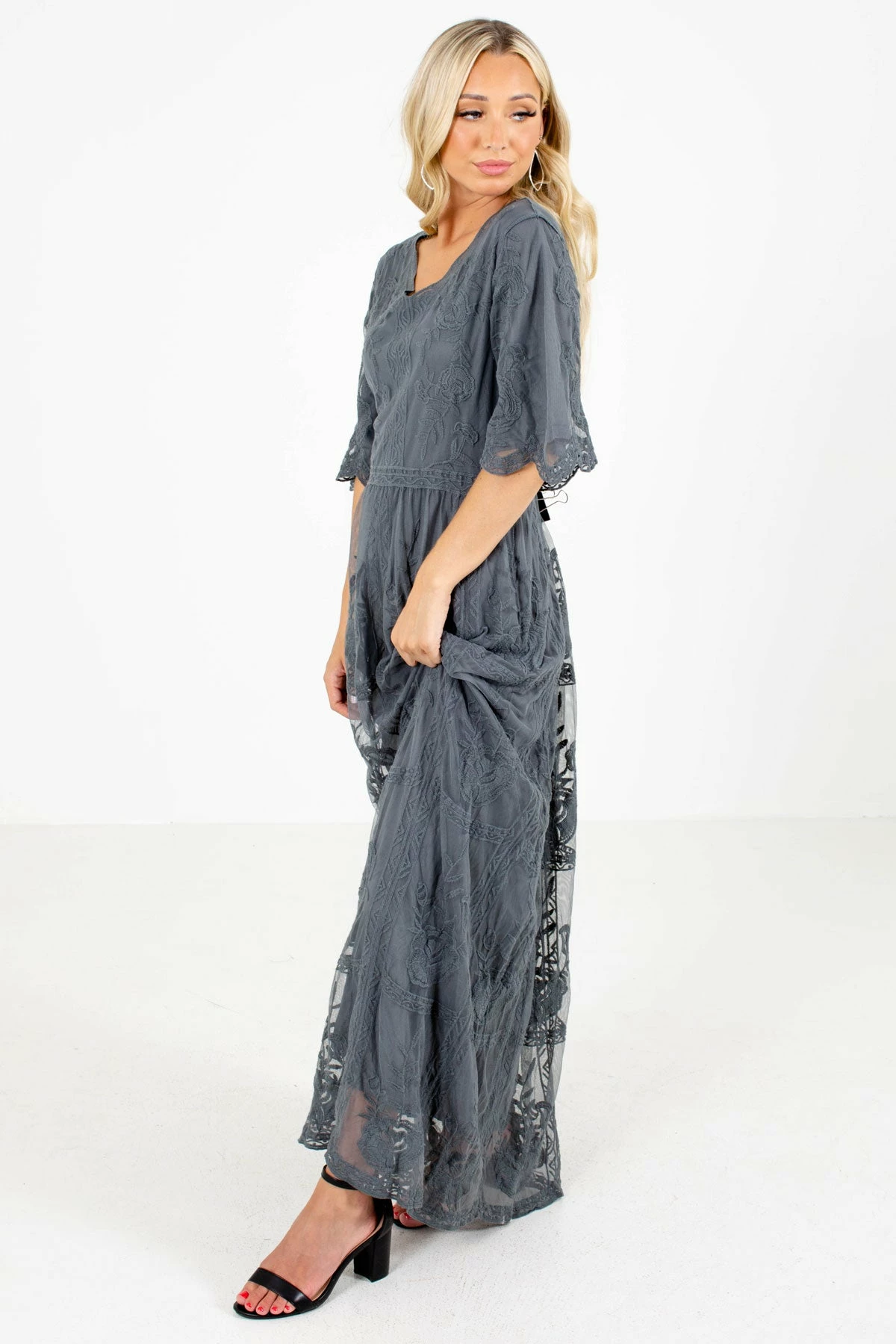 Tea N Rose Return To Me Charcoal Gray Maxi Dress 5 Tea N Rose Return To Me Charcoal Gray Maxi Dress - Image 5