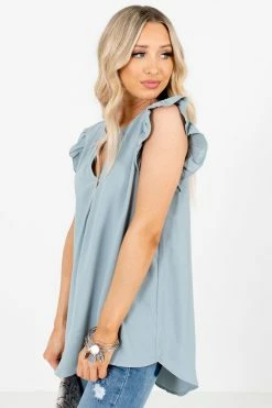 Zenana Right Reasons Short Sleeve Blouse -Bella Ella Sales Right Reasons Green Blouse Side 5000x