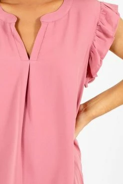 Zenana Right Reasons Short Sleeve Blouse -Bella Ella Sales Right Reasons Pink Blouse Detail 5000x