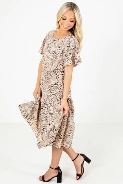 Reborn J Roaming Free Tan Patterned Midi Dress 9 Reborn J Roaming Free Tan Patterned Midi Dress -Bella Ella Sales Roaming Free Tan Dress Side 5000x