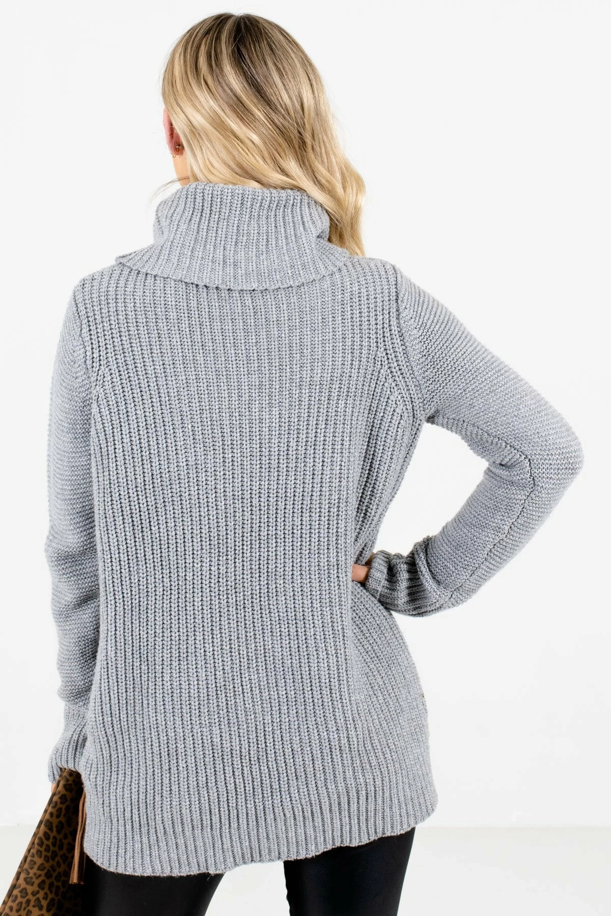 Bella Ella Boutique Season's Greetings Gray Cowl Neck Sweater 2 Bella Ella Boutique Season's Greetings Gray Cowl Neck Sweater - Image 2