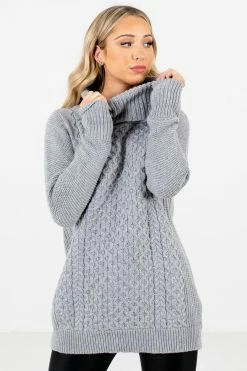 Bella Ella Boutique Season's Greetings Gray Cowl Neck Sweater 18 Bella Ella Boutique Season's Greetings Gray Cowl Neck Sweater -Bella Ella Sales Season s Greetings Gray Sweater Front2 5000x