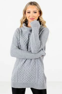 Bella Ella Boutique Season's Greetings Gray Cowl Neck Sweater 21 Bella Ella Boutique Season's Greetings Gray Cowl Neck Sweater -Bella Ella Sales Season s Greetings Gray Sweater Front 5000x