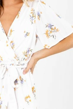 Tea N Rose Sending My Love White Floral Knee-Length Dress 8 Tea N Rose Sending My Love White Floral Knee-Length Dress -Bella Ella Sales Sending My Love White Dress Detail 5000x