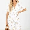 Tea N Rose Sending My Love White Floral Knee-Length Dress