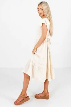 GiGiO Set Me Up Midi Dress -Bella Ella Sales SetMeUpCreamMidiDressSide 5000x