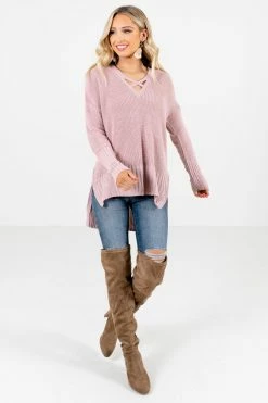 Bella Ella Boutique She's So Fabulous Pink Knit Sweater 10 Bella Ella Boutique She's So Fabulous Pink Knit Sweater -Bella Ella Sales She s So Fabulous Pink Sweater Full Side 5000x