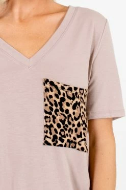 Zenana She's Dangerous Pocket Tee -Bella Ella Sales She sDangerousTeeBeigeDetail 5000x